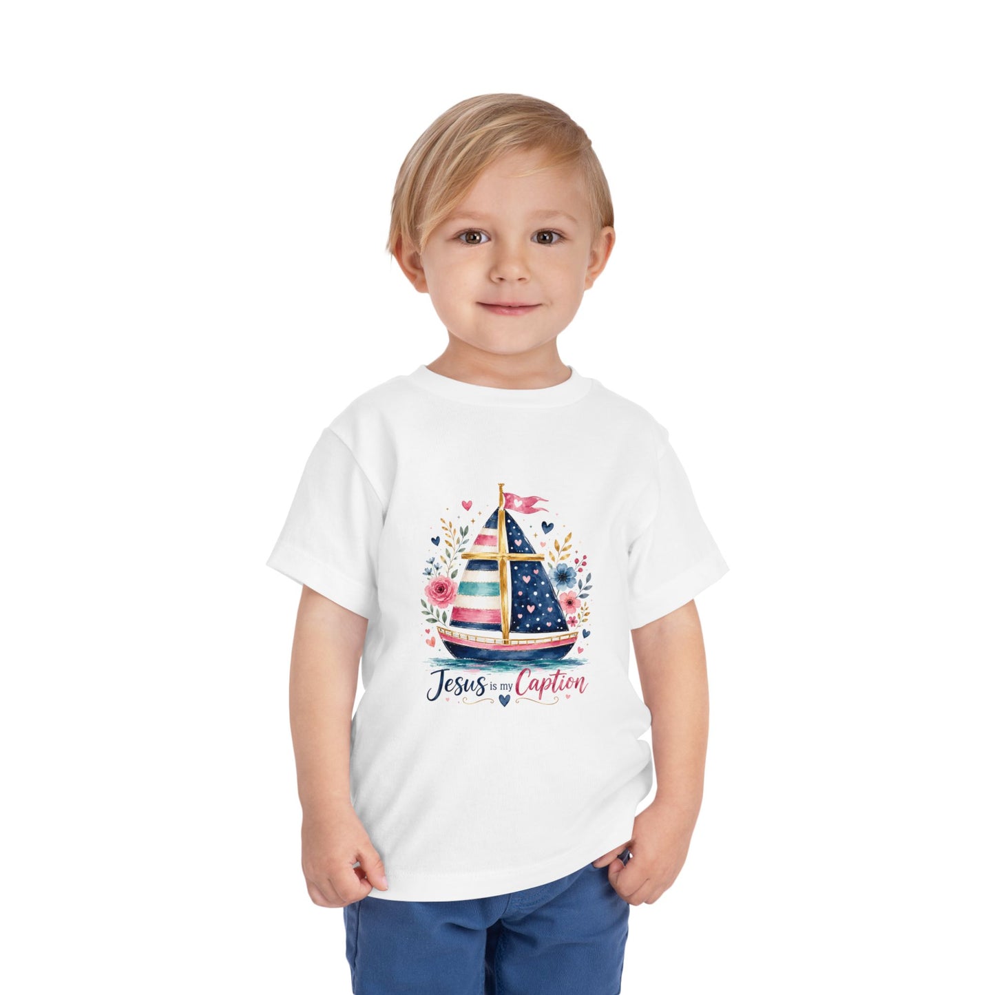 Toddler Tee - 'Jesus is my Captain' Nautical Sailboat Christian Shirt