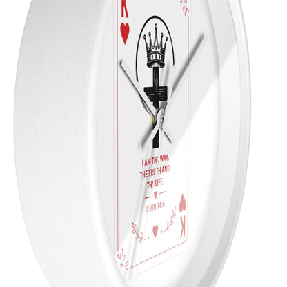 King of Hearts Christian Wall Clock — John 14:6 Playing Card Design