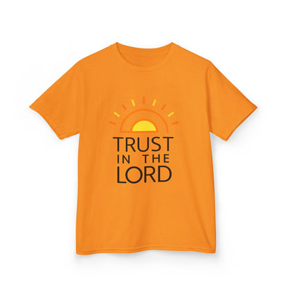 UNISEX Kids T-Shirt — "Trust in the Lord" Sun Graphic Christian Tee