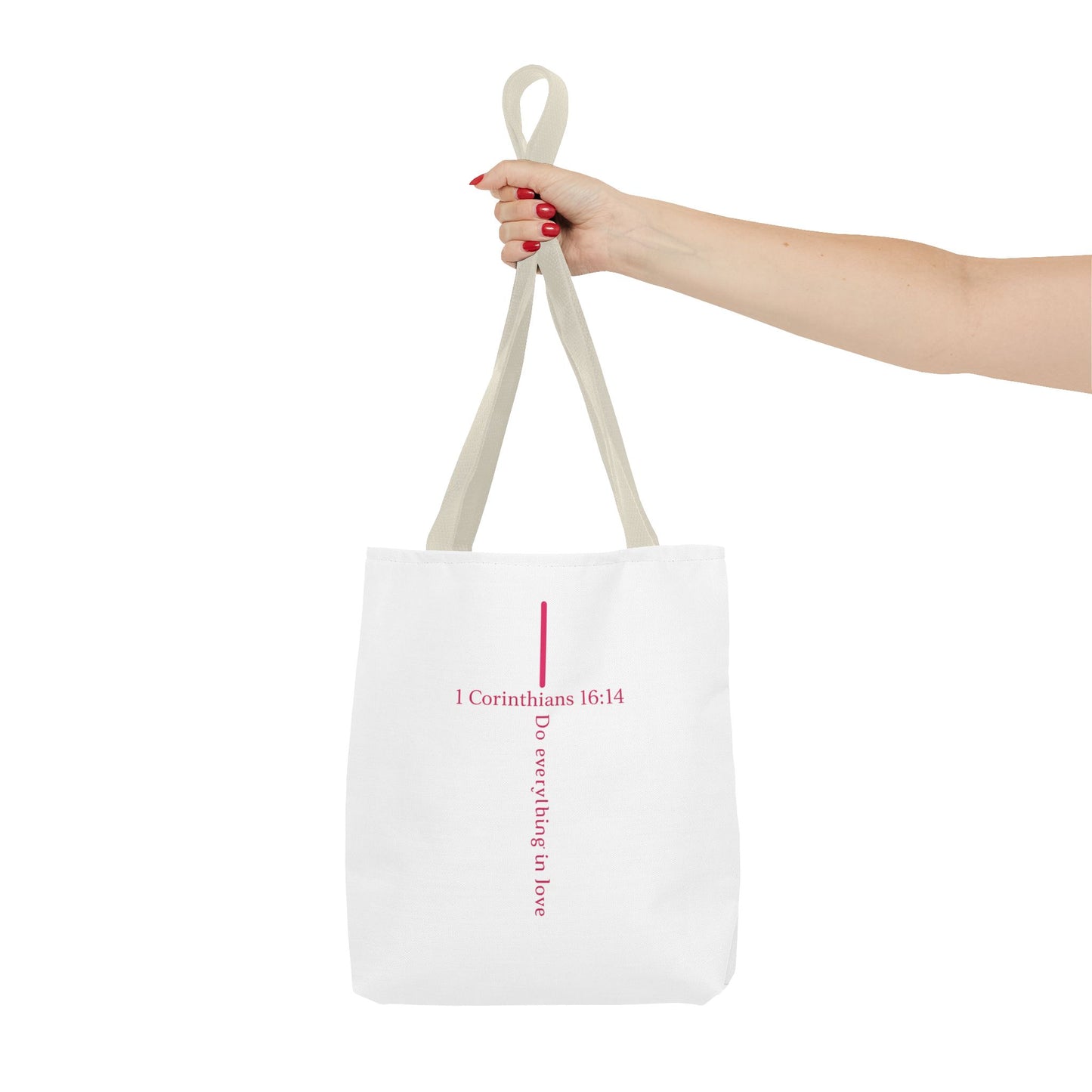 Christian Tote Bag — I Corinthians 16:14 'Do Everything in Love' Cross Design