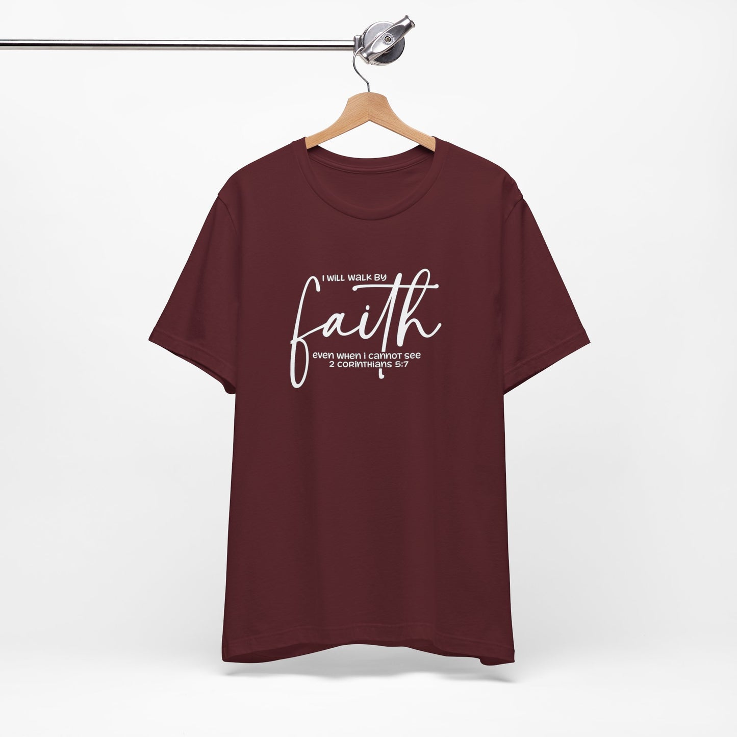 Faith Graphic Tee — "I Will Walk By Faith" Christian Inspirational T-Shirt