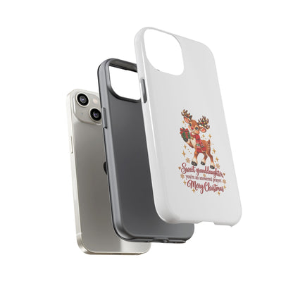 Christmas Reindeer Phone Case — “Sweet granddaughter you’re an answered prayer” Holiday Phone Cover