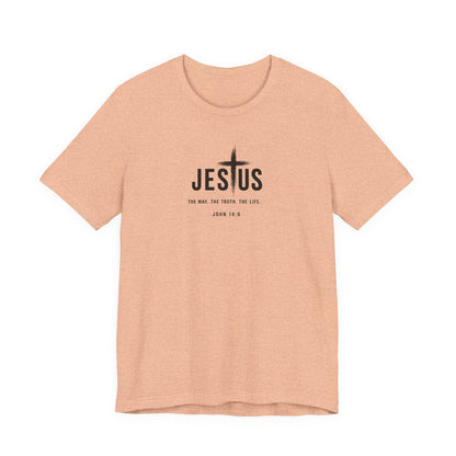 Faith Over Everything Christian Tee — "Jesus" Cross Design, John 14:6 Inspirational Shirt
