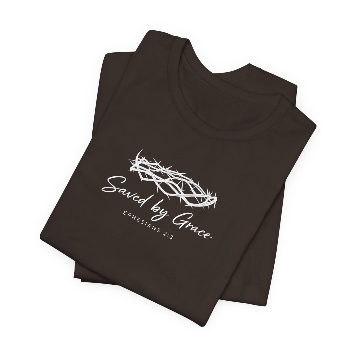Faith Over Fear T-Shirt — "Saved by Grace" Christian Tee (Heart & Crown)