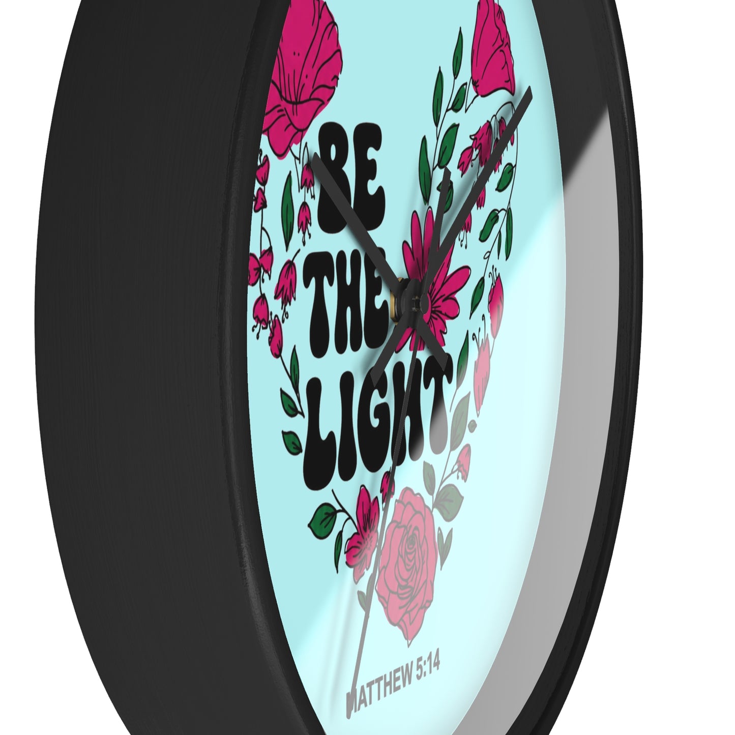 Be the Light Floral Wall Clock — Matthew 5:14 Inspirational Home Decor
