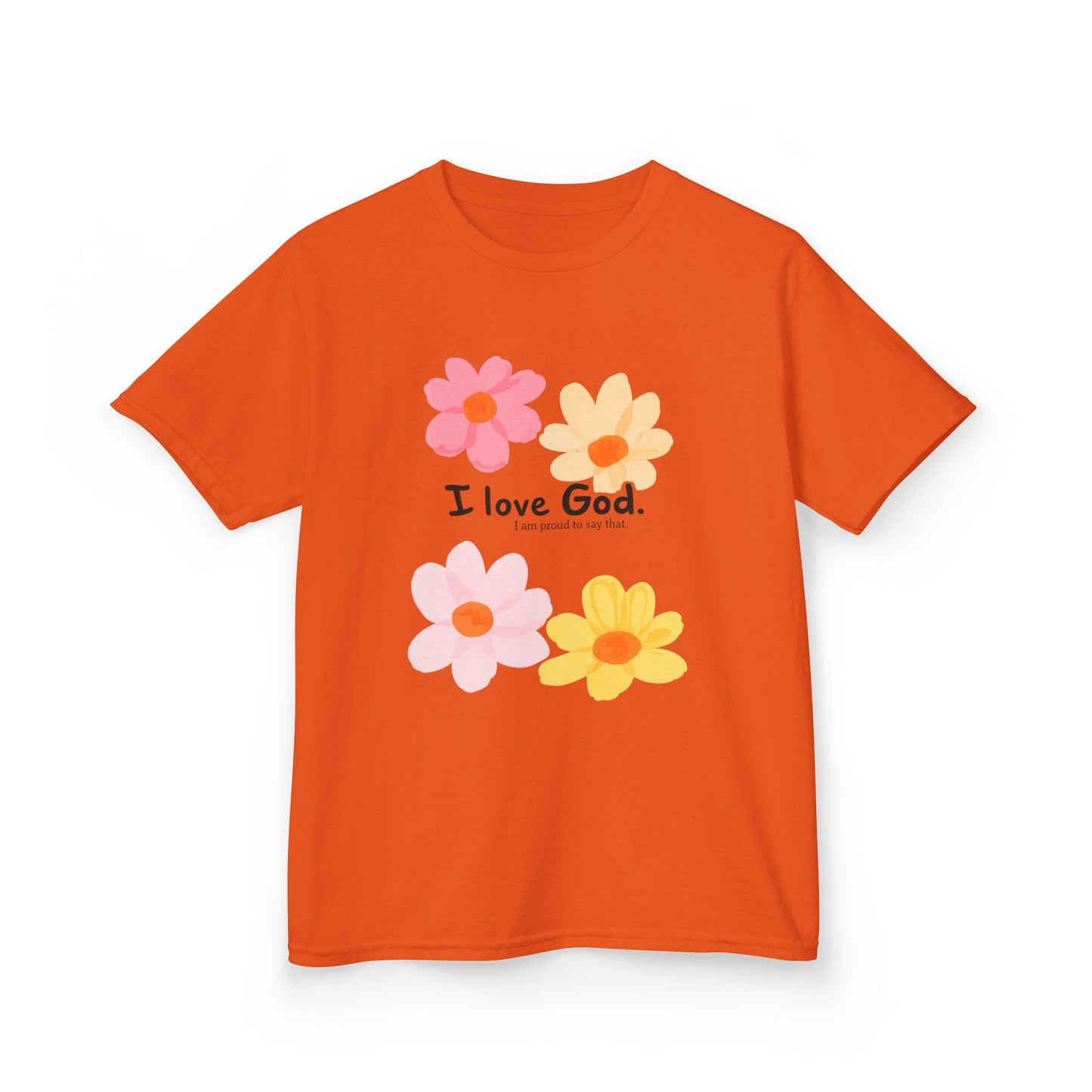 Kids Tee — Floral "I Love God" Christian Shirt for Girls & Boys
