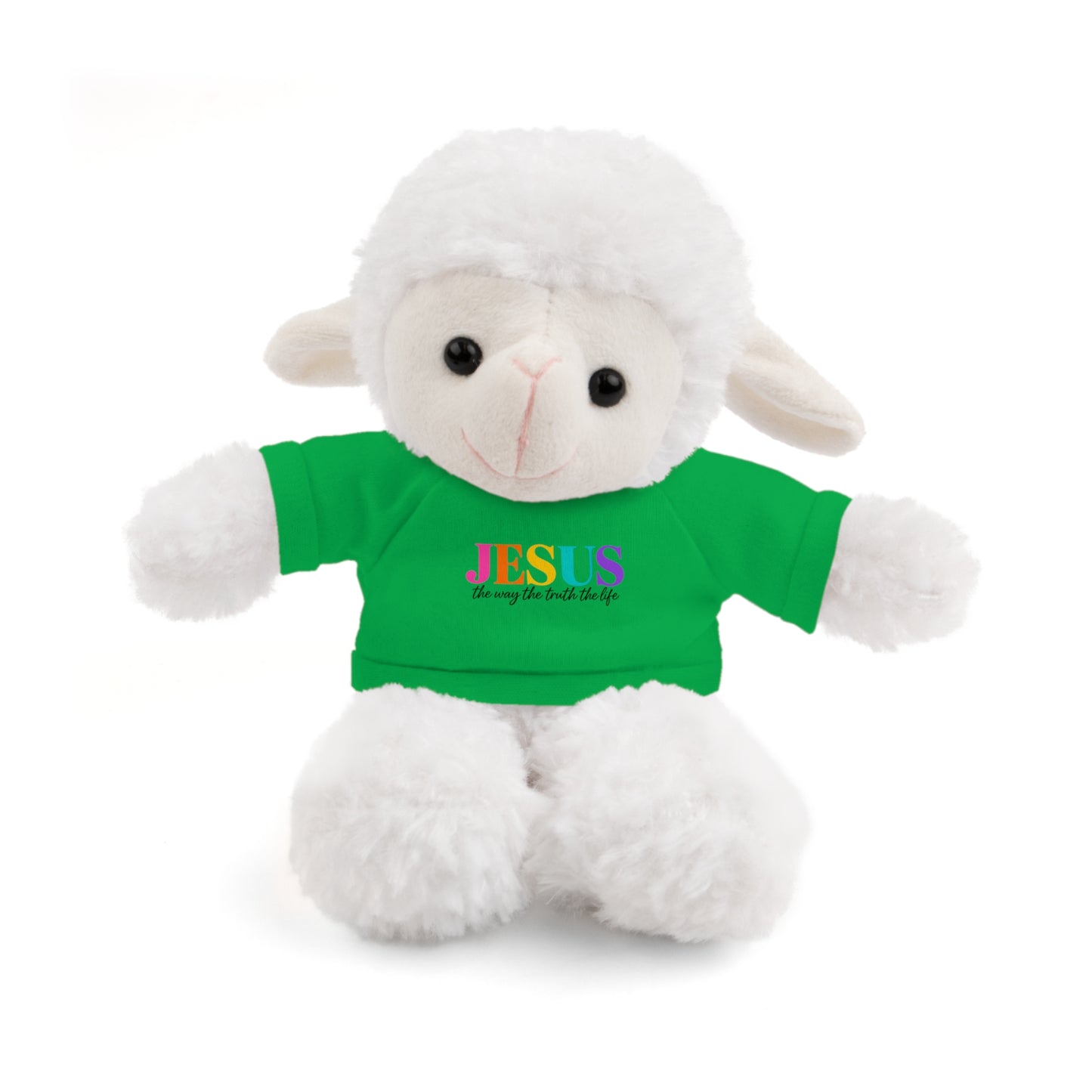 Jesus Rainbow Tee Teddy Bear - Plush Stuffed Animal with Faith Shirt