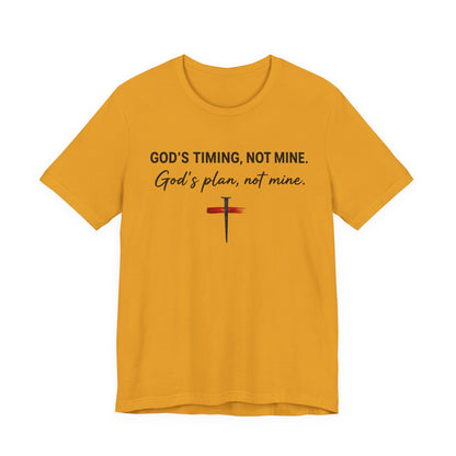 God's Timing, Not Mine Tee — Christian Faith Cross T-Shirt