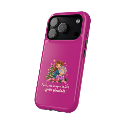 Magenta Christmas Grandma Phone Case — "Abuela, eres un regalo de Dios. ¡Feliz Navidad!" Magnetic Impact-Resistant