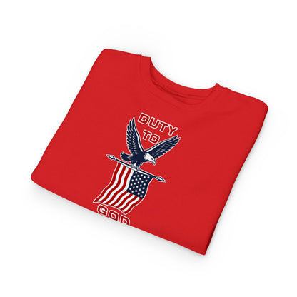 Toddler Sweatshirt - 'Duty to God' Patriotic Eagle & Flag