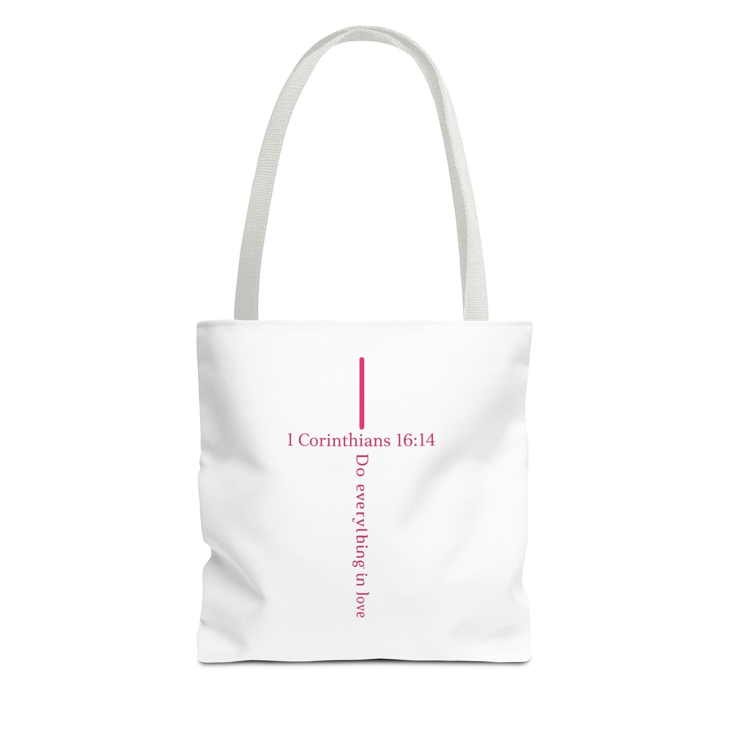 Christian Tote Bag — I Corinthians 16:14 'Do Everything in Love' Cross Design