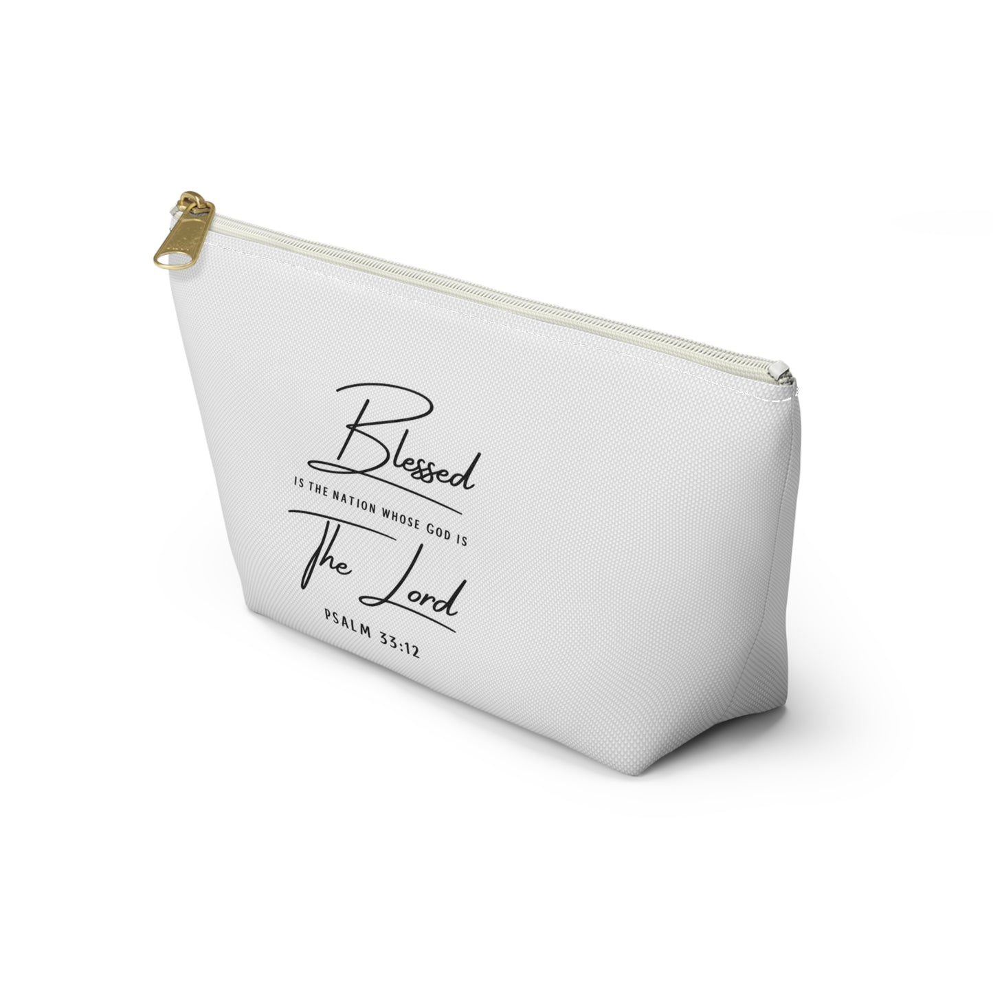 Blessed The Lord Psalm 33:12 Accessory Pouch