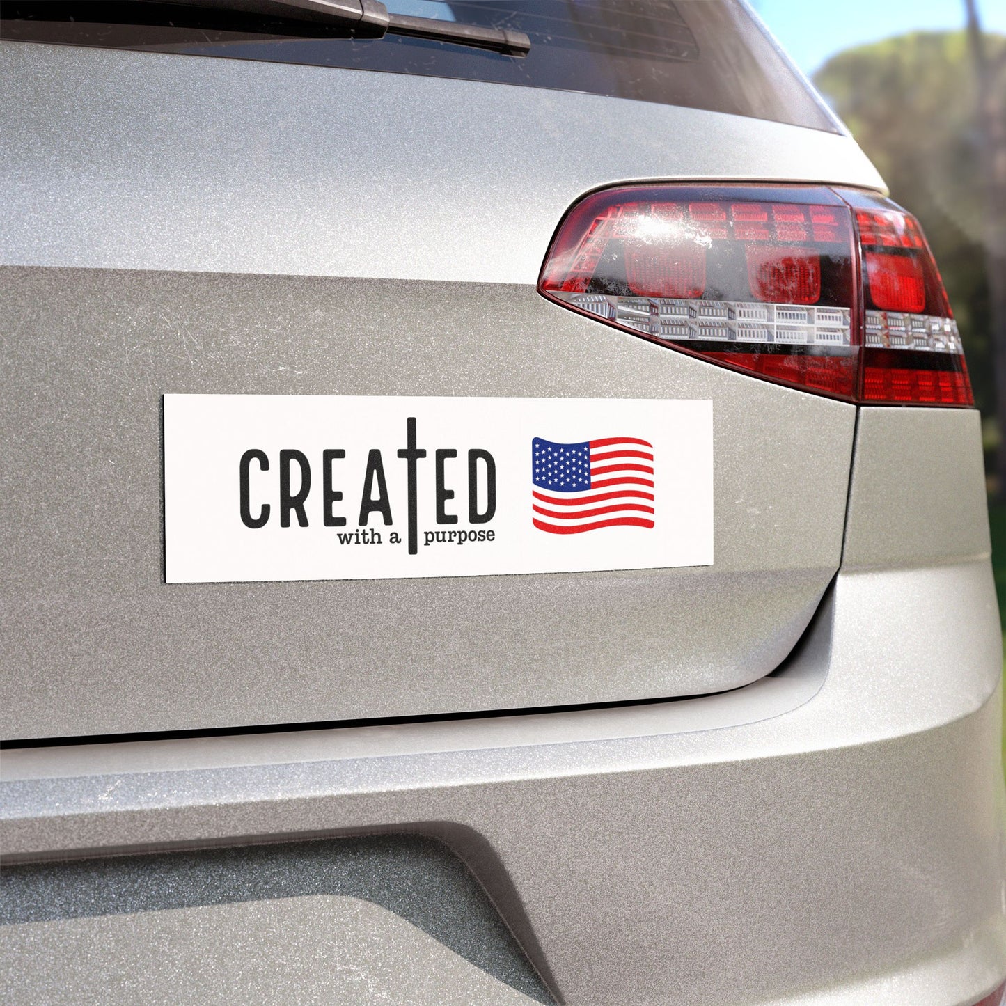 Created With A Purpose American Flag Car Magnet — Patriotic Christian Bumper Sticker