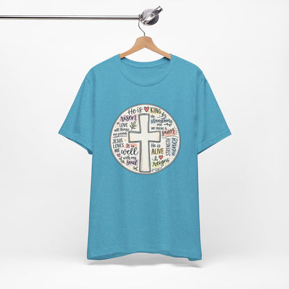 Christian Cross Faith T-Shirt — He Is Risen Inspirational Graphic Tee