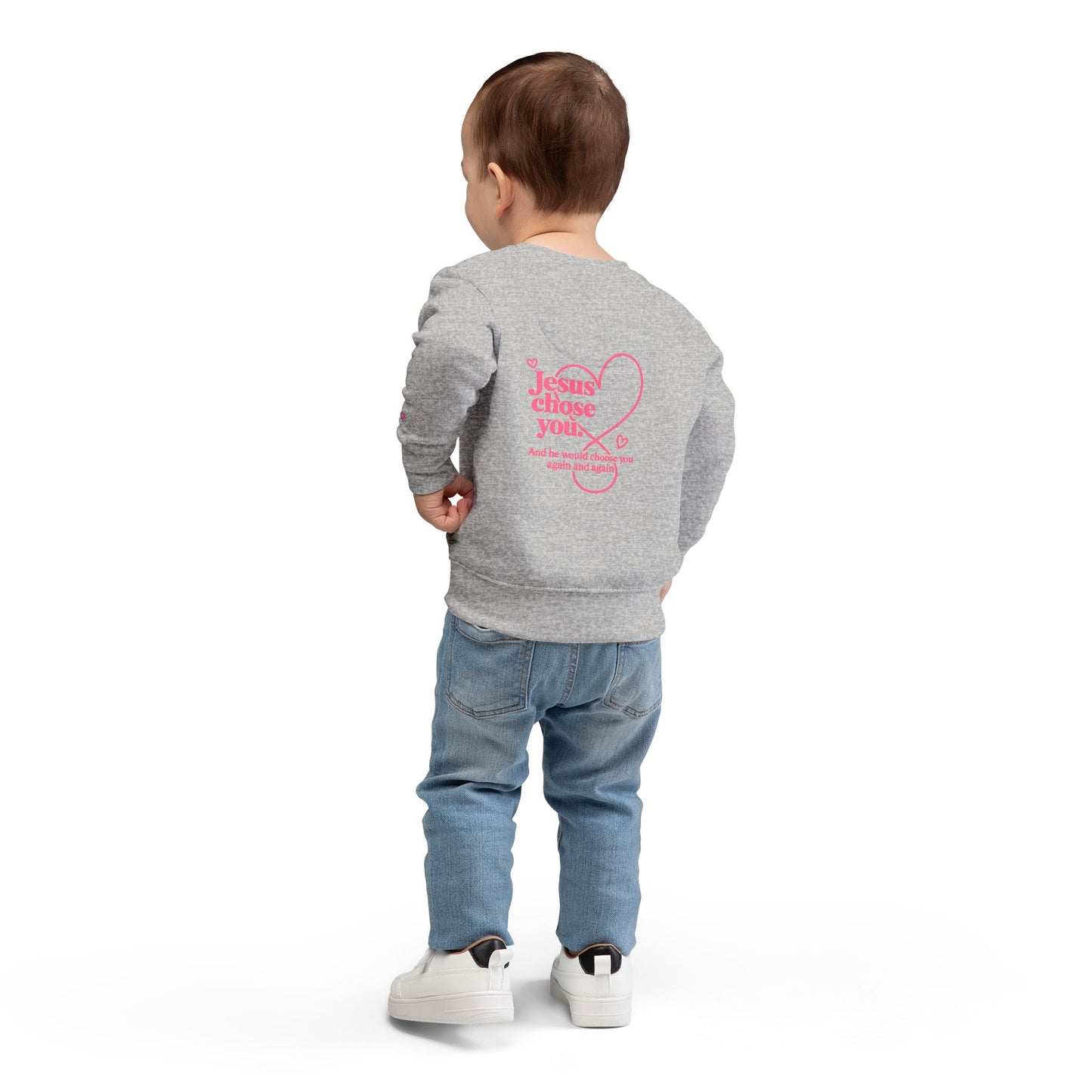 Toddlers' Faith Sweatshirt — "Fueled by Grace, Driven by Faith" Pink Scooter