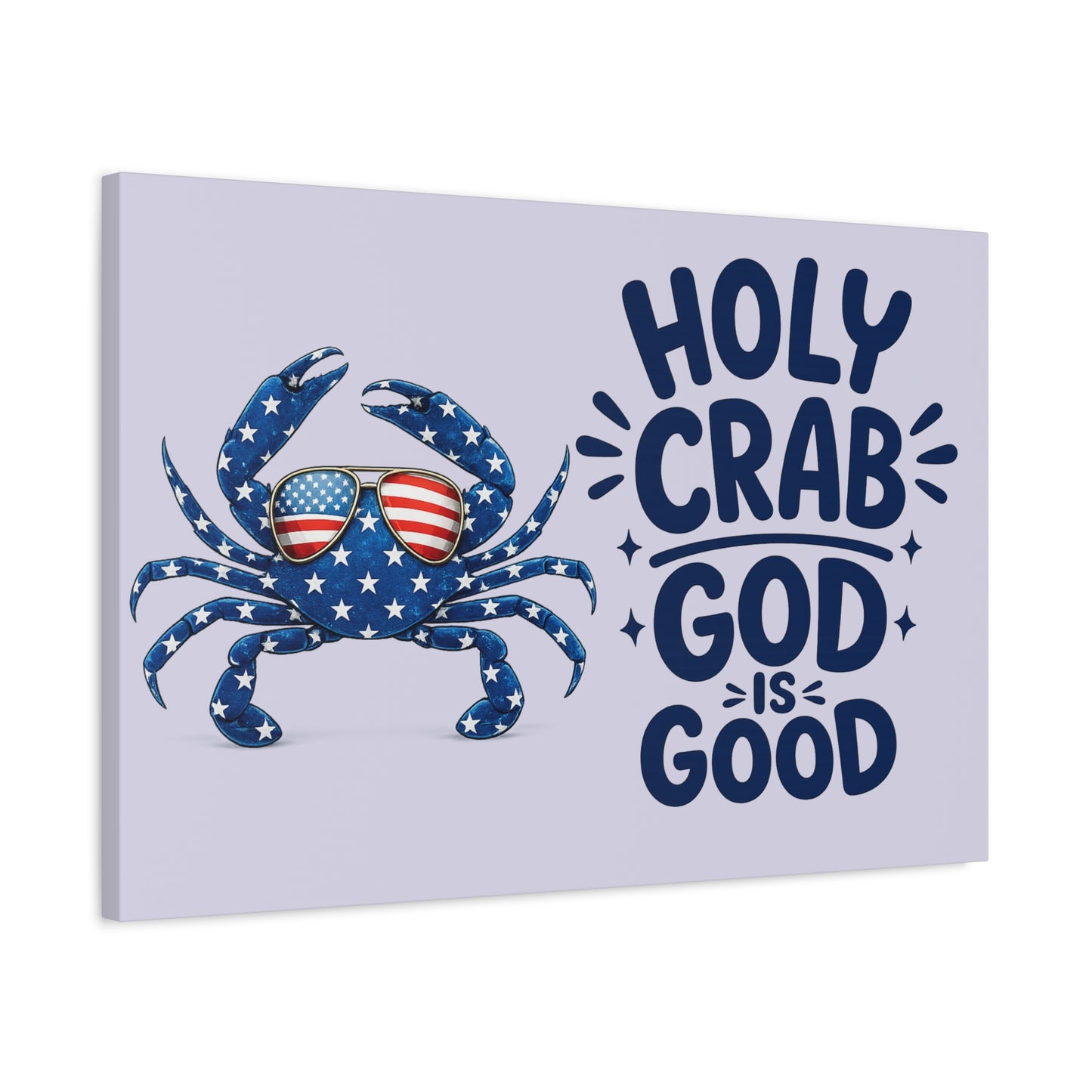 Patriotic Crab Canvas — "Holy Crab God Is Good" Wall Art
