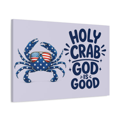 Patriotic Crab Canvas — "Holy Crab God Is Good" Wall Art