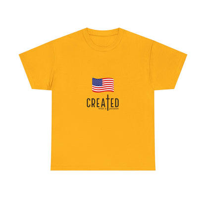 Created American Flag T‑Shirt — 'Created' Patriotic Graphic Tee