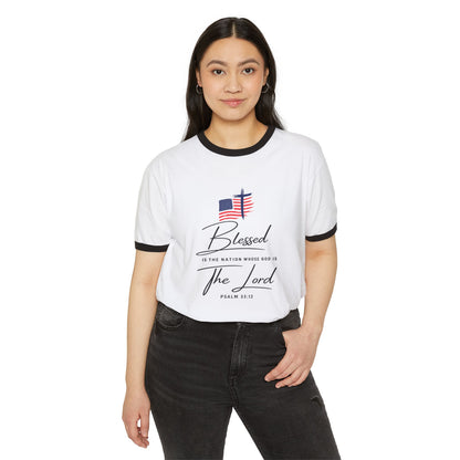 America 250 Blessed Unisex Cotton Ringer T-Shirt