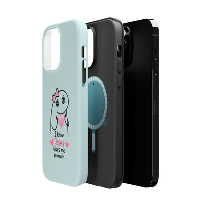 Christian Cute Heart Phone Case — "I Know Jesus Loves Me So Much" Magnetic Impact-Resistant Case