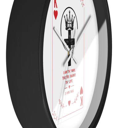 King of Hearts Christian Wall Clock — John 14:6 Playing Card Design