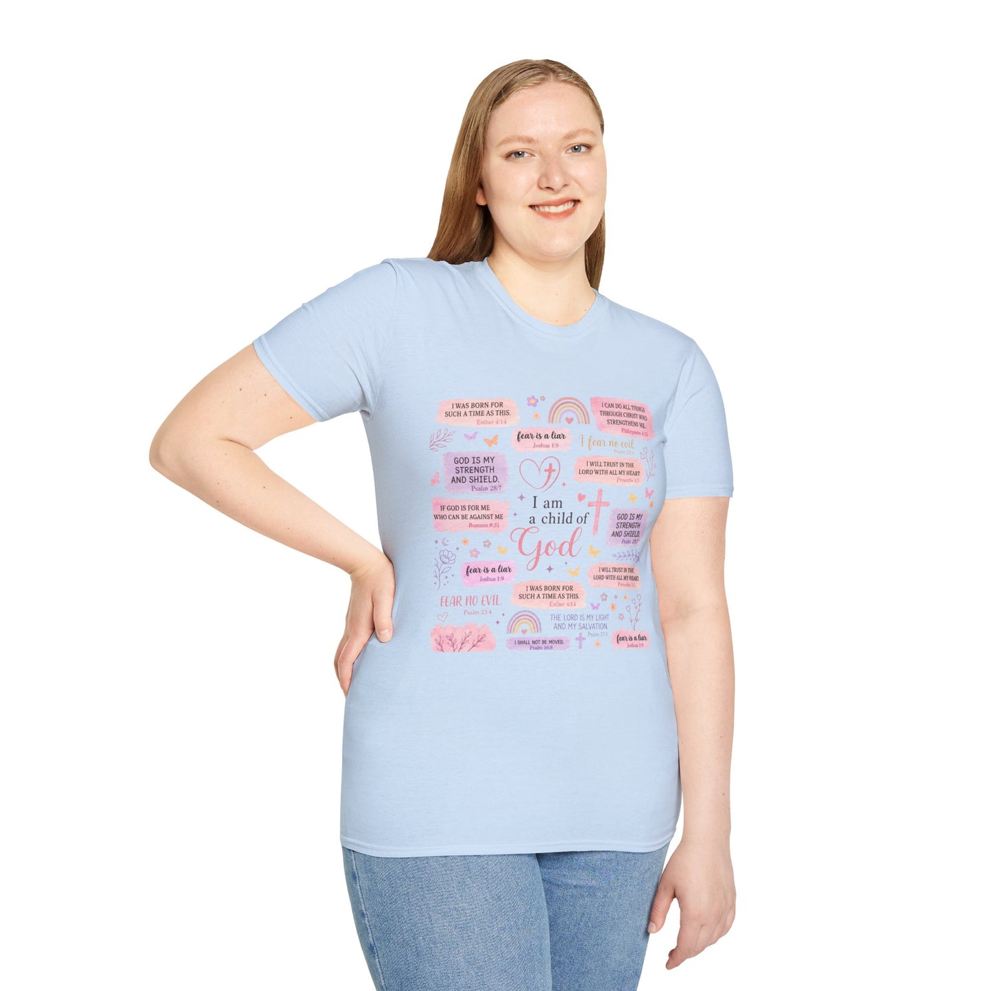 Christian Inspirational T-Shirt — “I am a child of God” Pink Scripture Tee