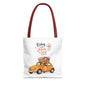 Christian Tote Bag — “Riding with Jesus” Floral Beetle Illustration
