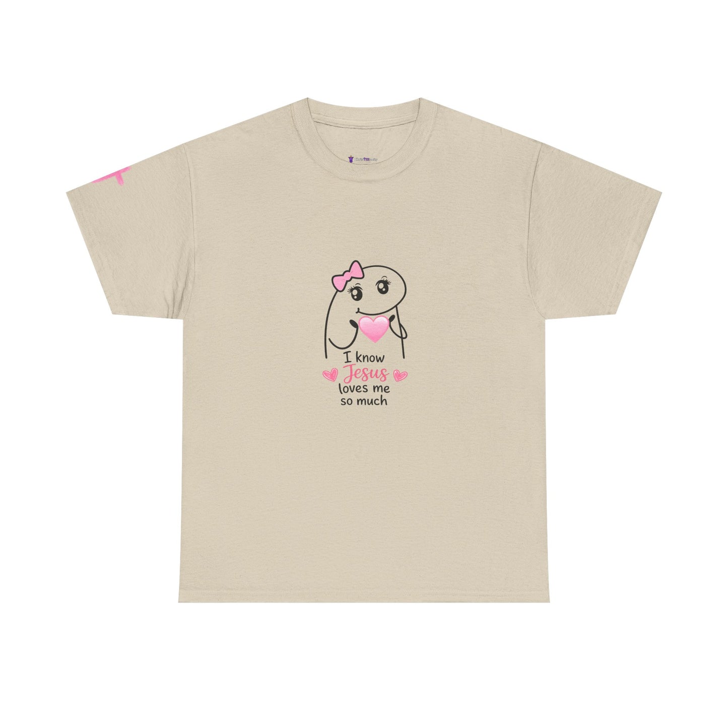 She Is Worthy T-Shirt — "I Know Jesus Loves Me" Pink Bow Christian Tee (Proverbs 31)