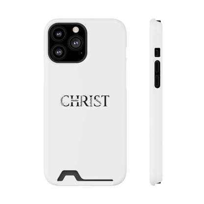 Christian Phone Card Case — Minimal 'CHRIST' Text Wallet Phone Case