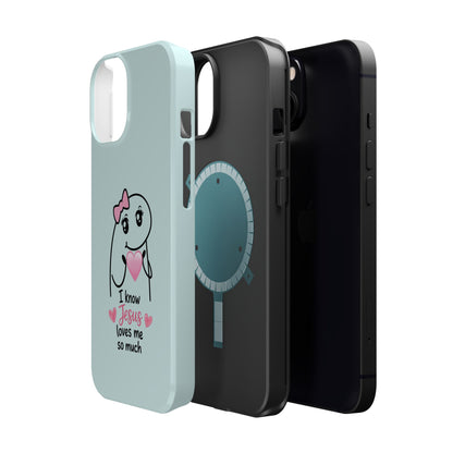 Christian Cute Heart Phone Case — "I Know Jesus Loves Me So Much" Magnetic Impact-Resistant Case