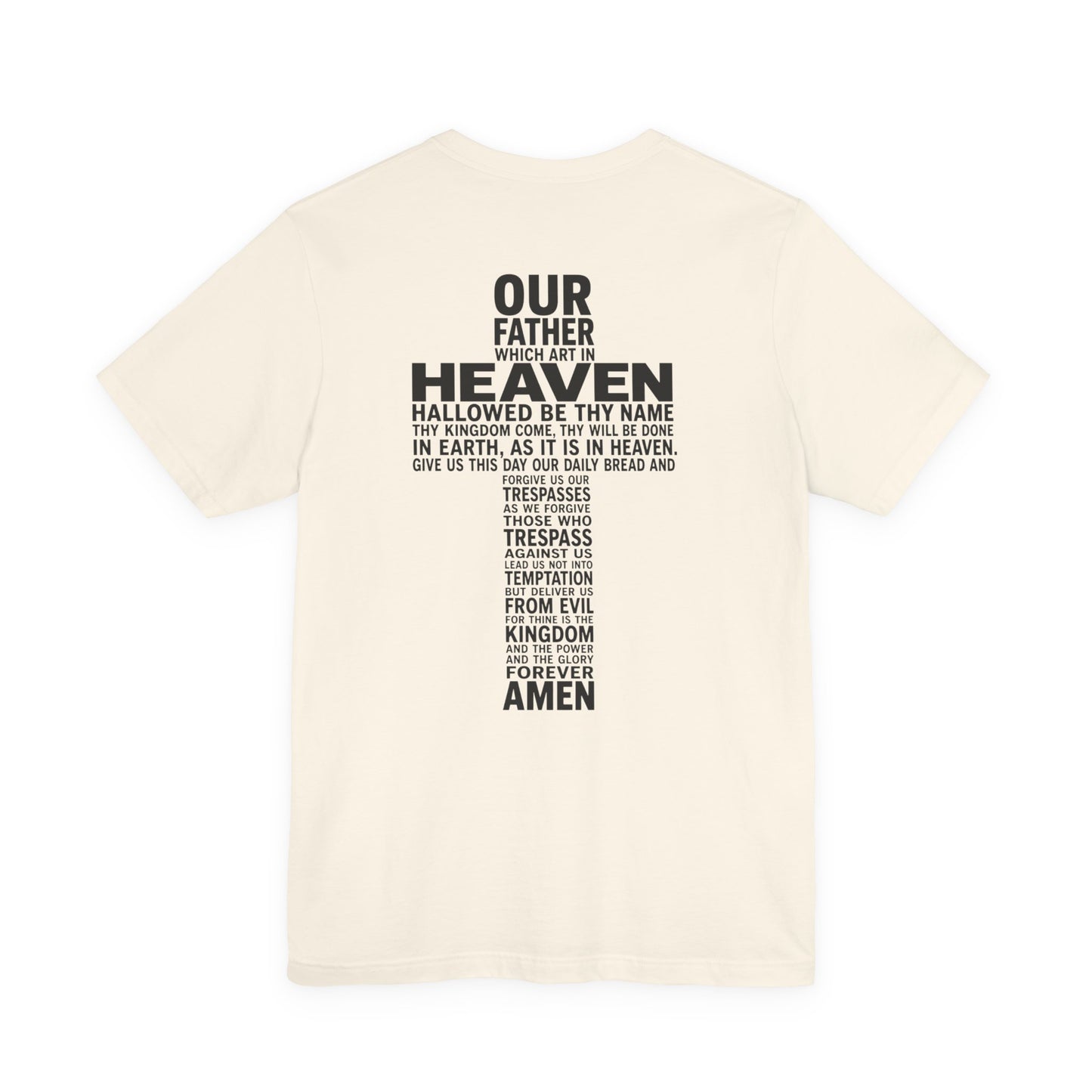 Faith Cross T‑Shirt — 'Our Father' Prayer Typography Tee