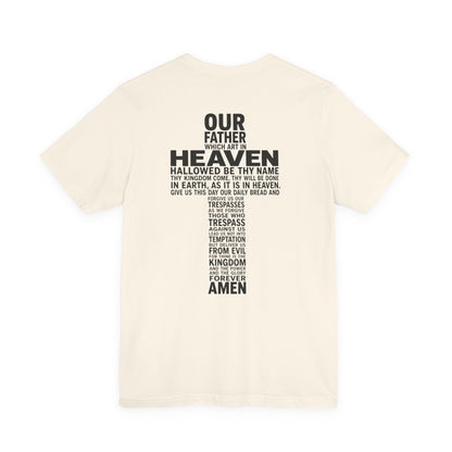 Faith Cross T‑Shirt — 'Our Father' Prayer Typography Tee
