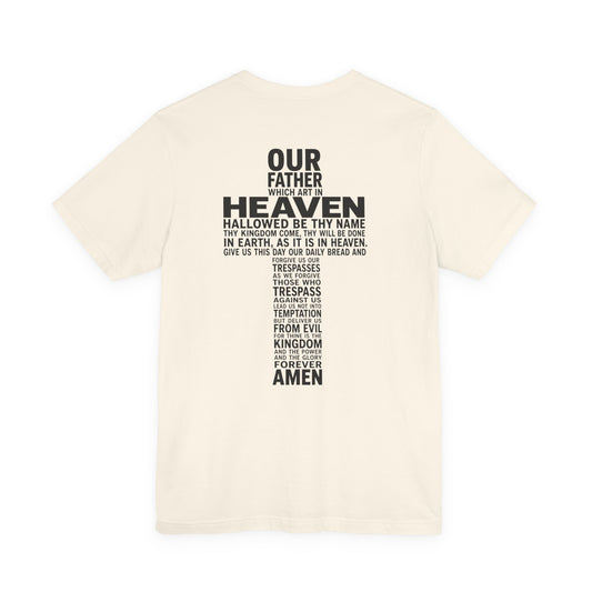 Faith Cross T‑Shirt — 'Our Father' Prayer Typography Tee