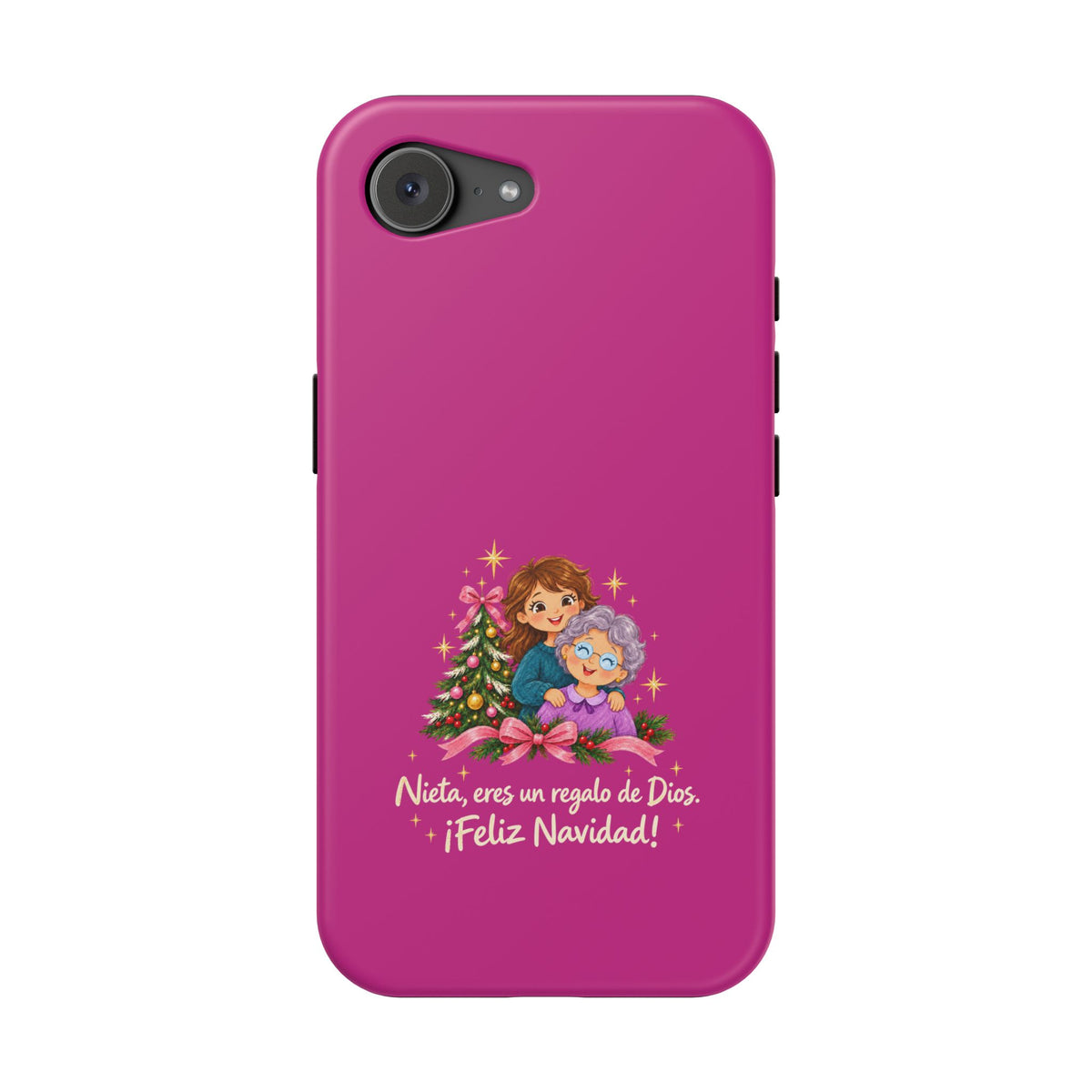 Magenta Christmas Grandma Phone Case — "Abuela, eres un regalo de Dios. ¡Feliz Navidad!" Magnetic Impact-Resistant