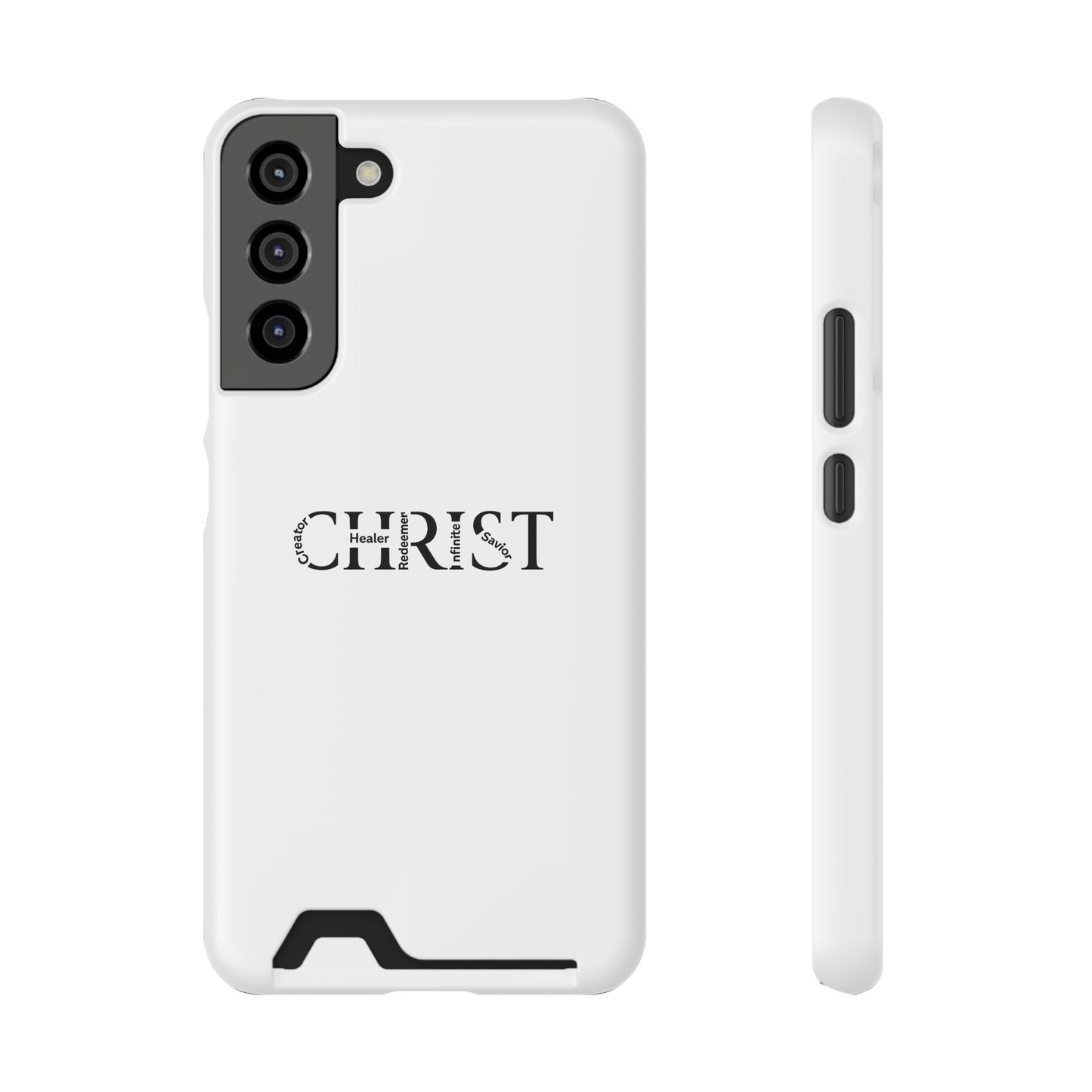 Christian Phone Card Case — Minimal 'CHRIST' Text Wallet Phone Case