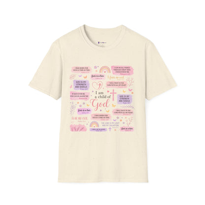 Christian Inspirational T-Shirt — “I am a child of God” Pink Scripture Tee