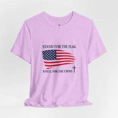 Stand for the Flag, Kneel for the Cross Tee — America 250 Patriotic T‑Shirt