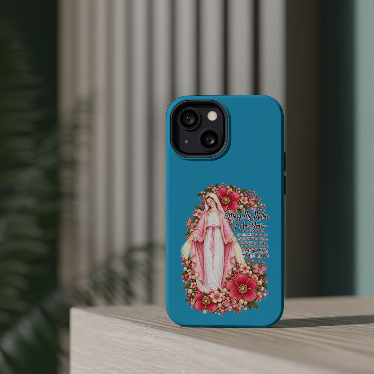 Religious Floral Phone Case — 'Blessed Virgin' Magnetic Impact-Resistant Case