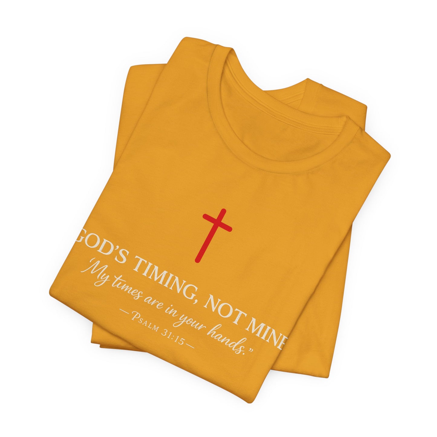 Faith Cross T‑Shirt — "God's Timing, Not Mine" Inspirational Christian Tee