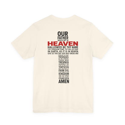 Faith Cross T-Shirt — 'Our Father' Lord's Prayer Back Print Christian Tee