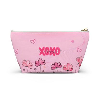 Flamingo Floral Accessory Pouch — Pink T‑Bottom Makeup Bag