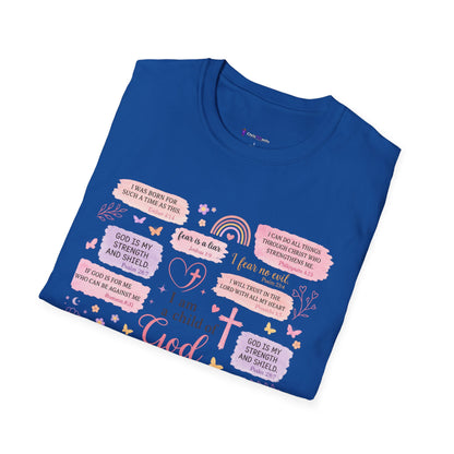 Christian Inspirational T-Shirt — “I am a child of God” Pink Scripture Tee