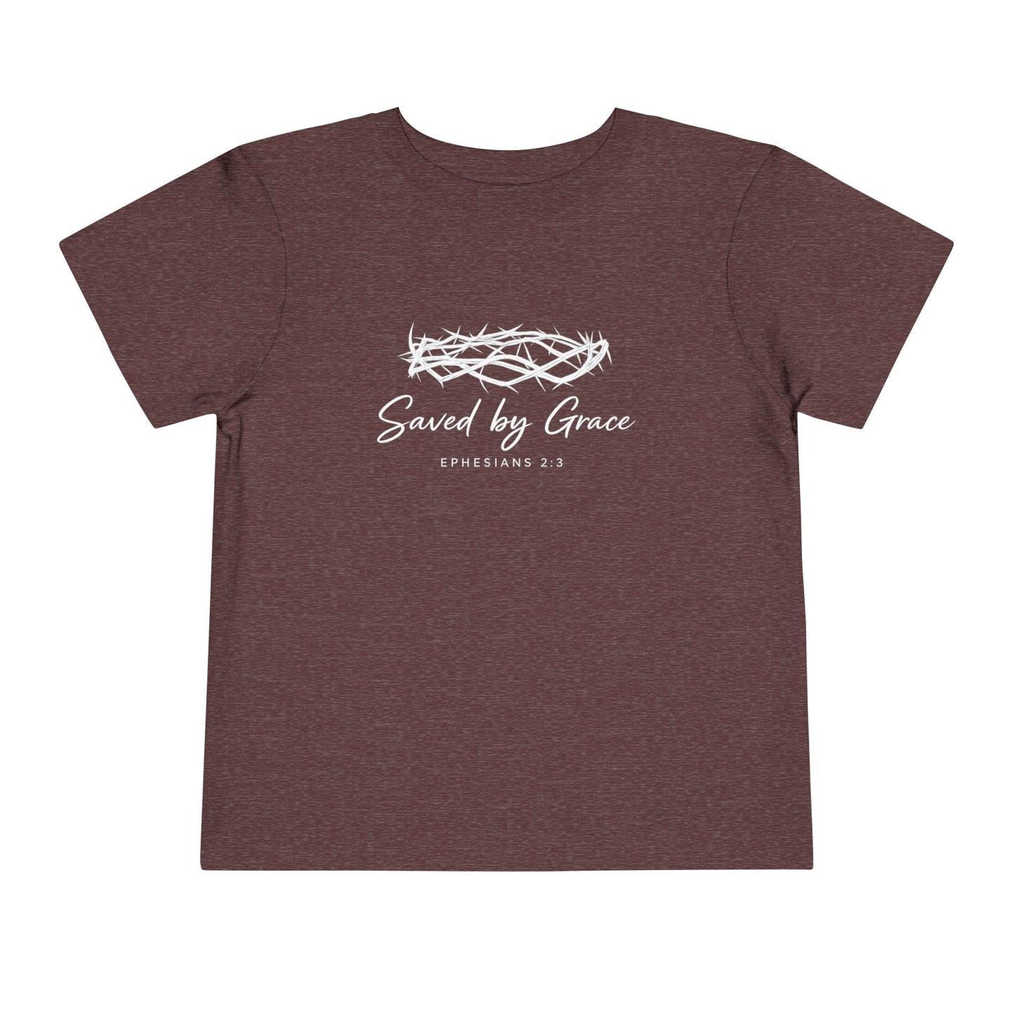 Toddler Tee — "Saved by Grace" Christian Crown of Thorns Shirt (Ephesians 2:8)