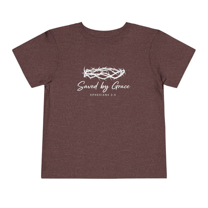 Toddler Tee — "Saved by Grace" Christian Crown of Thorns Shirt (Ephesians 2:8)