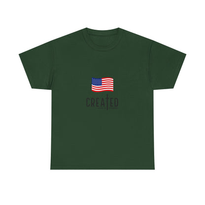 Created American Flag T‑Shirt — 'Created' Patriotic Graphic Tee