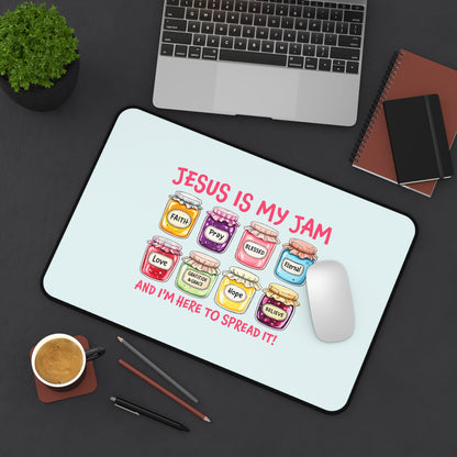 Christian Desk Mat — "Jesus Is My Jam" Inspirational Office Mat