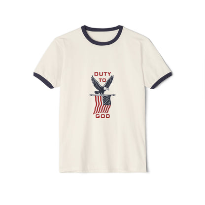 Duty to God Eagle Flag Ringer T-Shirt