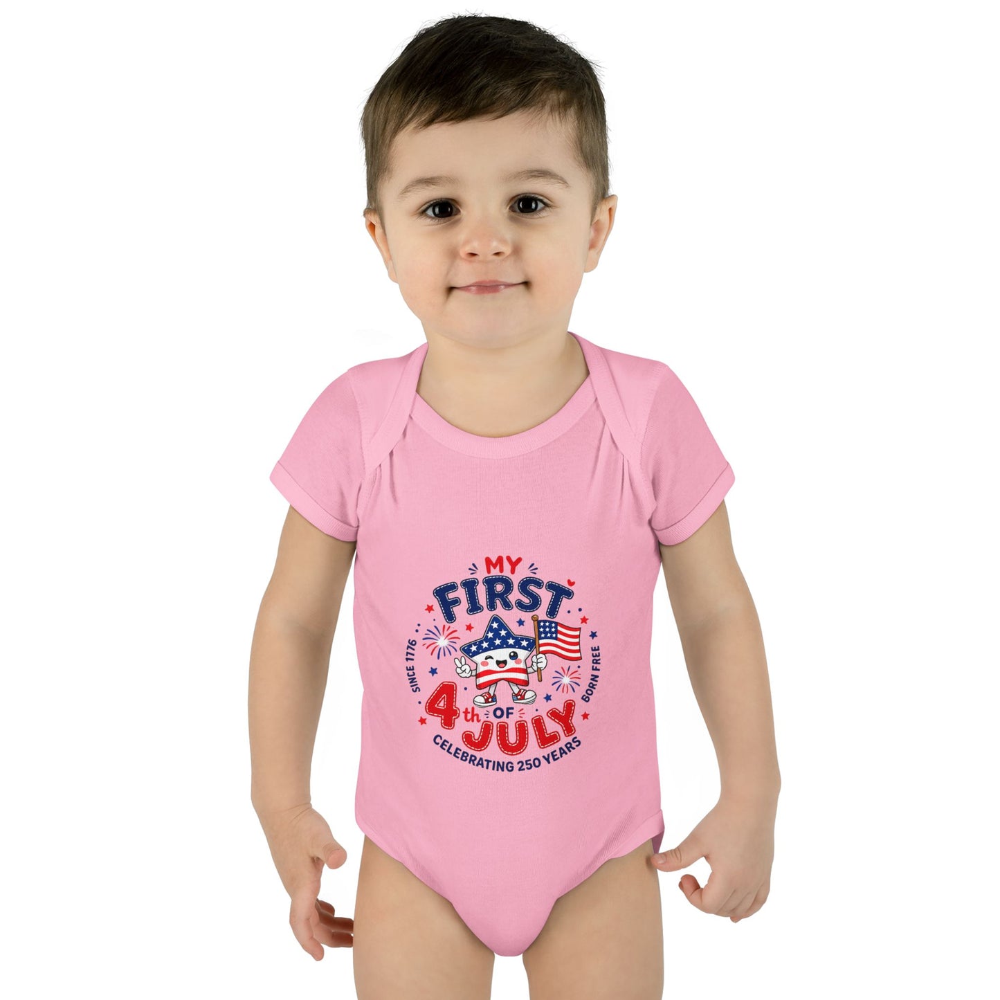 Baby Bodysuit – "My First 4th of July" Patriotic Infant Onesie