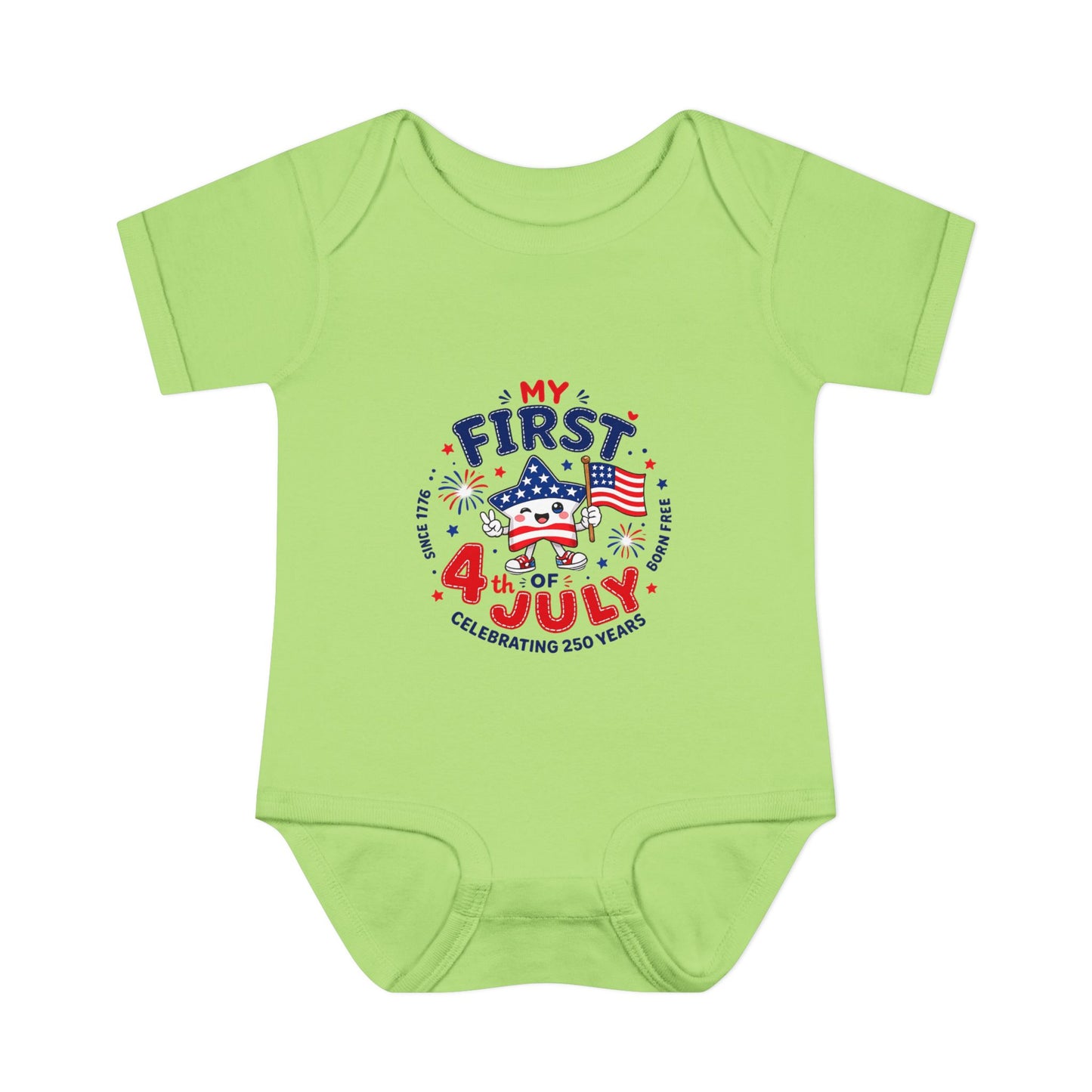 Baby Bodysuit – "My First 4th of July" Patriotic Infant Onesie