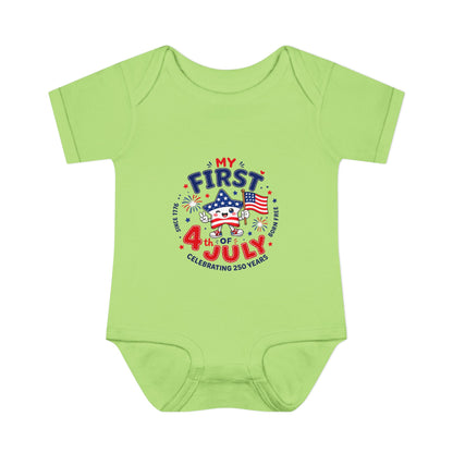 Baby Bodysuit – "My First 4th of July" Patriotic Infant Onesie